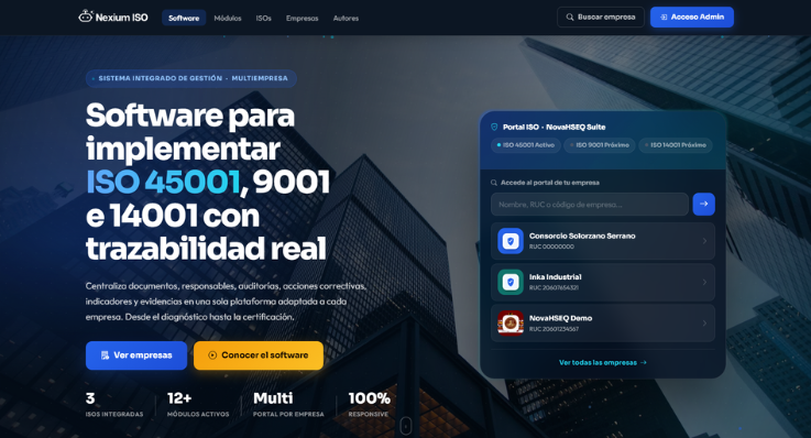 Nexium ISO - Gestión de la ISO 9001, 14001 y 45001